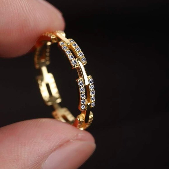 S925 Sterling Silver Style Chain Ring Size 7 - Picture 3 of 7